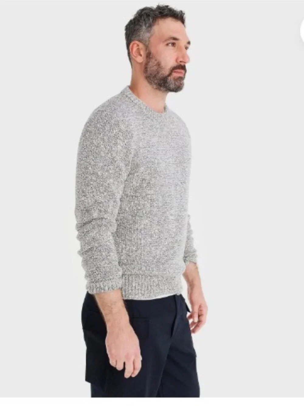 J. Crew Marled Cotton Raglan-sleeve Crewneck Sweater Gray L